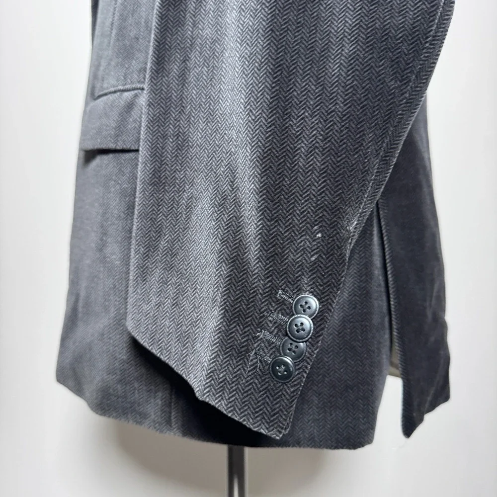 Johnston & Murphy Blazer Mens XXL Charcoal Gray Herringbone‎ Velvet Sport Coat